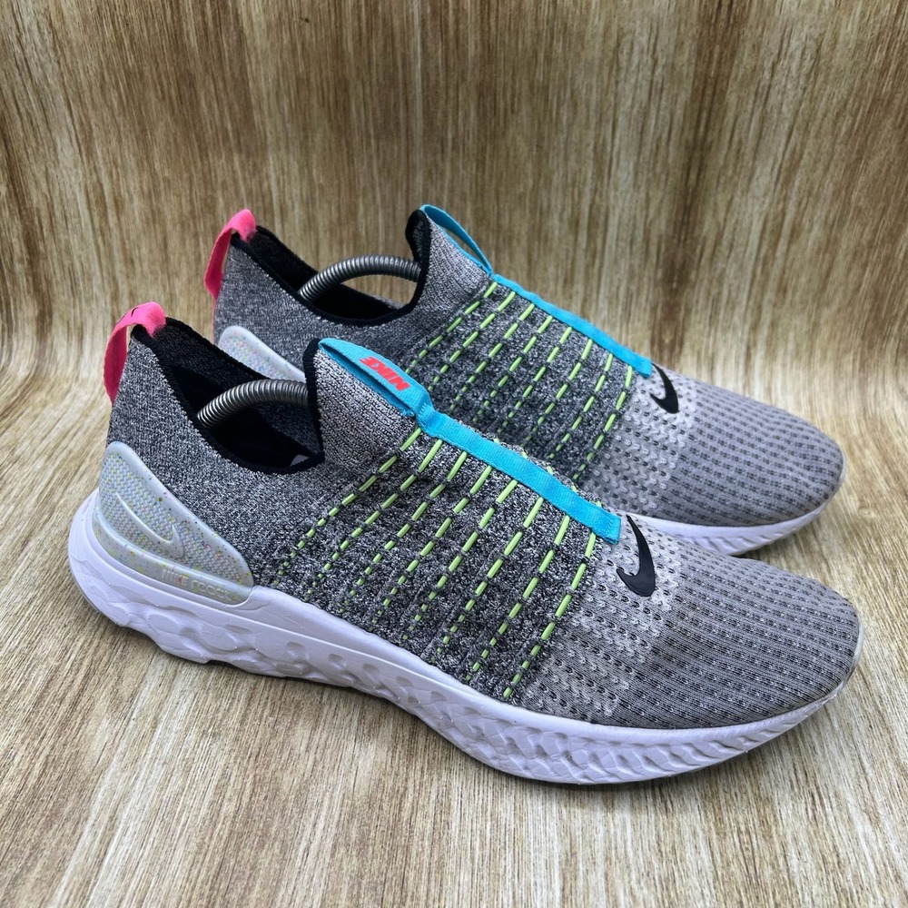 Nike React Phantom Run Flyknit 2 Men's Size 12 Grey Multi Laceless CZ7865-100